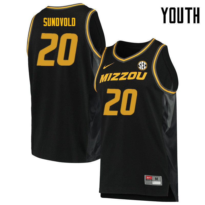 Youth #20 Jon Sundvold Missouri Tigers College Basketball Jerseys Sale-Black
